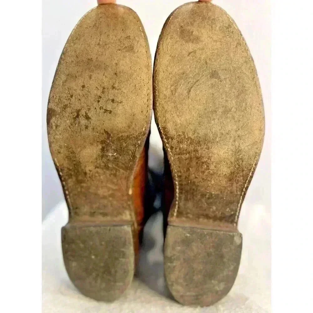 Lucchese 1883 Full Quill Ostrich Western Chocolate Peanut Brittle Boots 9D